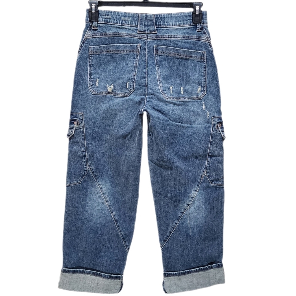Democracy Utility Cargo Jeans Straight Leg Cuffed Hem High-rise Ab Solution 4 - Picture 9 of 12